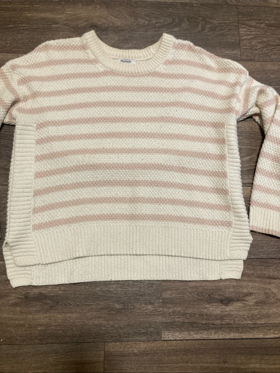 Madewell Sweaters - Madewell Cream and Blush Striped Crewneck Sweater size small